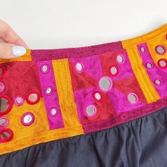 Figue Embroidered Mirrored Boho Mini Skirt Size S - Picture 4 of 7